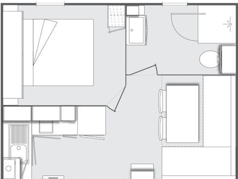 MOBILHOME 2 personnes - Mobil-Home Standard 18m² 1 chambre + terrasse semi-couverte + TV + CLIM 2 pers. 62844