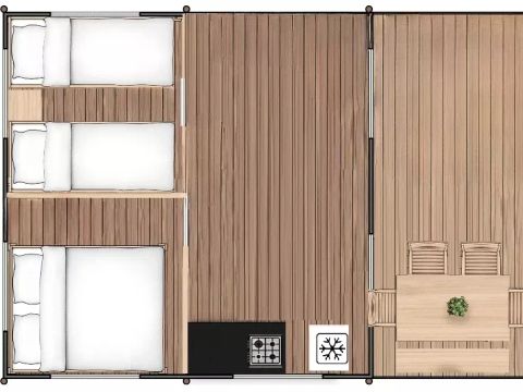 BUNGALOW TOILÉ 5 personnes - Bungalow Toilé Luxe 3 Pièces 5 Personnes Sans Sanitaire