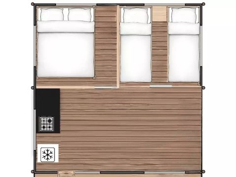 BUNGALOW TOILÉ 5 personnes - Bungalow Toilé Luxe 3 Pièces 5 Personnes Sans Sanitaire PMR