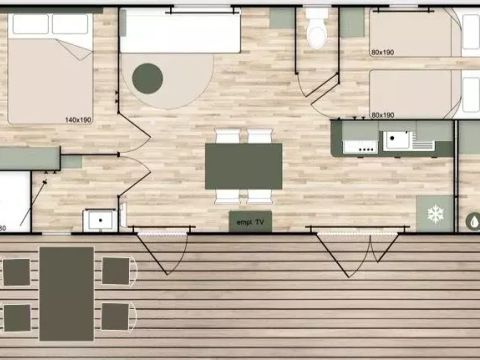 MOBILHOME 4 personnes - Mobil Home Terracotta 3 Pièces 4 Personnes + TV