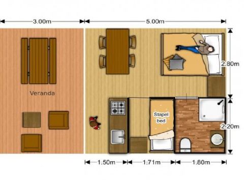 Tente en toile et en bois 4 personnes - Woody