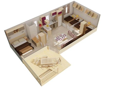 Mobilhome 6 personnes - Mobilhome Pacifique XL - Clim + Lave vaisselle
