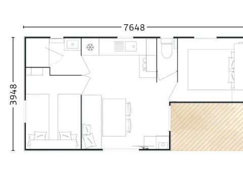 MOBILHOME 4 personnes - Mobil-home Bergame 3 Pièces 4 Personnes + TV