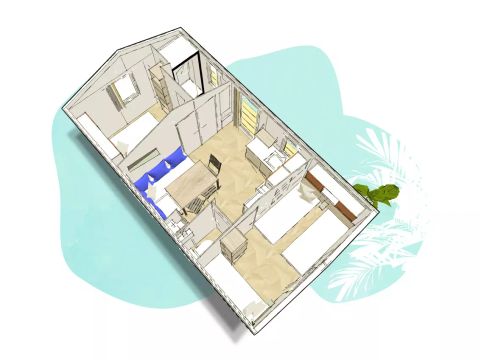 MOBILHOME 5 personnes - Confort Famille 3 Pièces 5 Personnes + TV