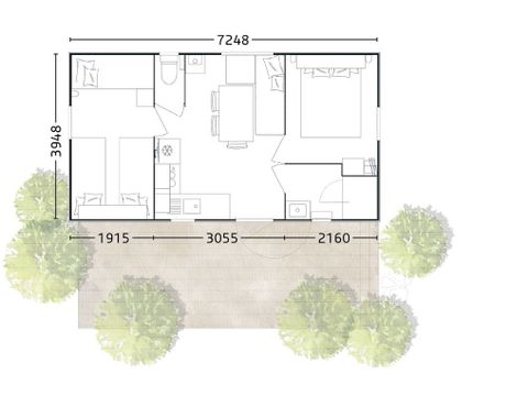 Mobilhome 5 personnes - "CONFORT FAMILLE" - 2 chambres - CLIM