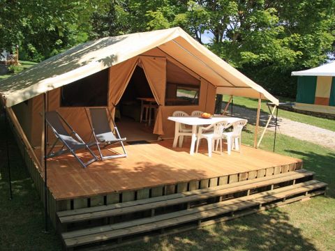 Tente en toile et en bois 4 personnes - Lodge Nature - Sans sanitaires