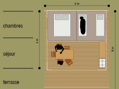 Tente en toile et en bois 4 personnes - Lodge Nature - Sans sanitaires
