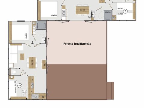 MOBILHOME 10 personnes - Cottage Premium "Route de la noix" 5 ch. - TV - CLIM - LV - 3 SDB