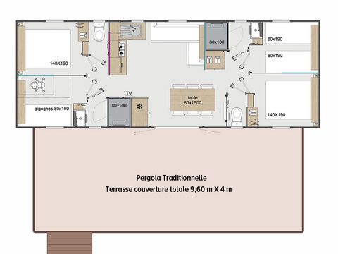 MOBILHOME 10 personnes - Cottage Premium Martel 4 ch. - TV - CLIM - LV - 2 SDB