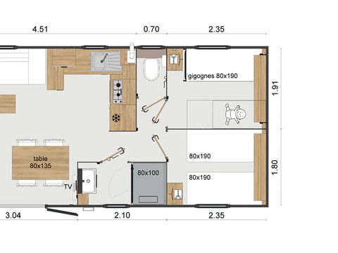 MOBILHOME 6 personnes - R-Home 37m² (3 CH 2 SDB) Terrasse Vue mer
