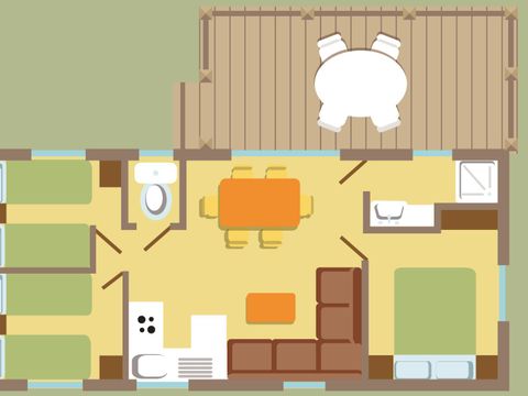 Mobilhome 6 personnes - PRESTIGE - 3 chambres - 31m2
