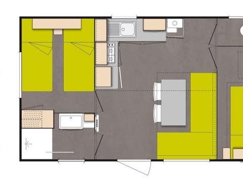 Mobilhome 4 personnes - PRESTIGE - 2 chambres - 27m2