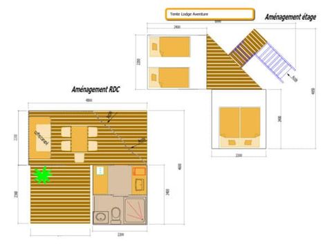 Lodge 4 personnes - CONFORT - AVENTURE - 2 chambres - 4/5pers - 25m2