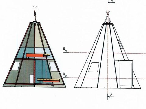 Hébergement 5 personnes - TIPI - HOME - 3 chambres - Sans sanitaire - 34m2