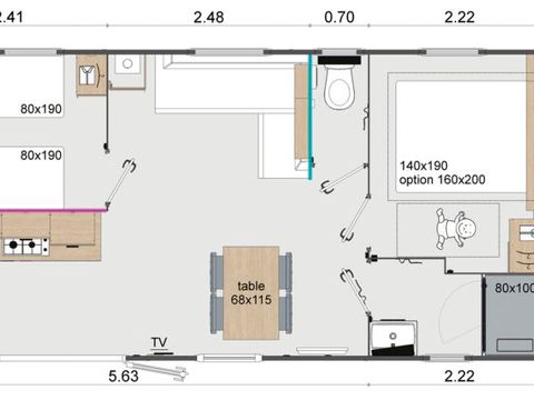 MOBILHOME 4 personnes - CONFORT PLUS