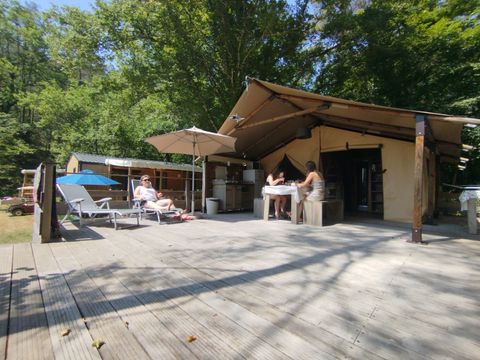 TENTE TOILE ET BOIS 4 personnes - Insolite Premium - Tente Bali 2 chambres - avec sanitaire -