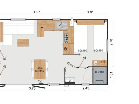 MOBILHOME 4 personnes - Privilège 2 chambres - Dressing - climatisation + TV