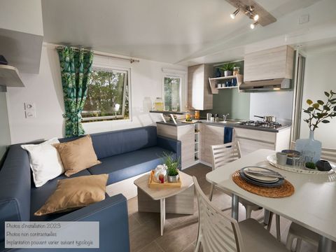 MOBILHOME 6 personnes - Espace Premium 32/33m² + Clim + TV + Terrasse Couverte