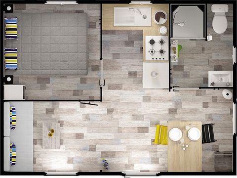 MOBILHOME 3 personnes - IBIZA SOLO 1 chambre 20m² 2018 - 2019 2/3 places