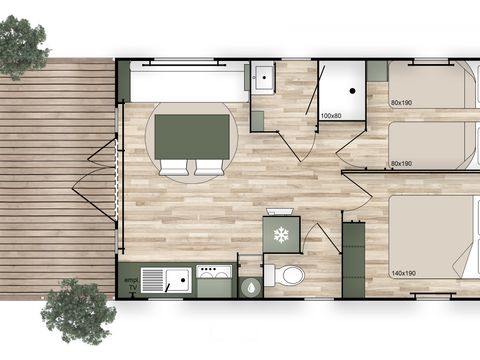 MOBILHOME 4 personnes - TARTANE 25 m² 2 chambres 2025 - 4 pers