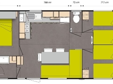 MOBILHOME 6 personnes - Mobil home Confort 31m² (3 chambres) + TV + terrasse semi-couverte de 18 m² 6 pers.