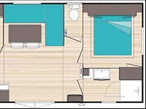 Mobilhome 4 personnes - Mobil-home Confort 29m² (2 chambres) + adapté aux personnes à mobilité réduite + TV + terrasse