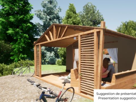 BUNGALOW TOILÉ 5 personnes - Cabane toilée Cotton Flower Confort 28m² (2 chambres) + TV + terrasse couverte 16m²