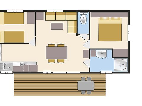 MOBILHOME 4 personnes - Cottage Serenade 4p 2ch ****