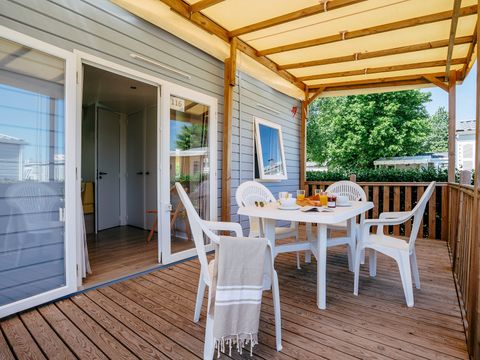 MOBILHOME 6 personnes - Mobil-home | Comfort | 3 Ch. | 6 Pers. | Terrasse surélevée | 1 SDB | Clim.