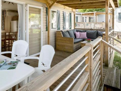 MOBILHOME 6 personnes - Mobil-home | Premium | 3 Ch. | 6 Pers. | Terrasse Lounge | 1 SDB | Clim. | TV