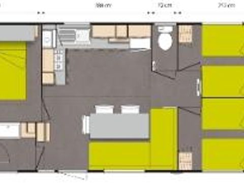 Mobilhome 6 personnes - Bois - CONFORT 31m² - 3 chambres - Quartier piéton - Terrasse 18m² - TV - Nespresso