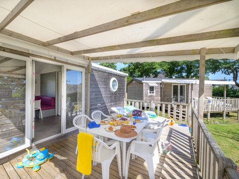 MOBILHOME 6 personnes - Mobil-home Bois CONFORT 31m² (3 chambres) Quartier piéton + terrasse 18m² + TV + Nespresso