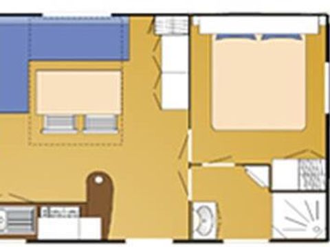 MOBILHOME 5 personnes - Mobil home Confort 27m² - 2 chambres + terrasse semi-couverte + TV 2/5 pers