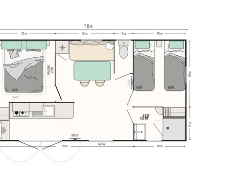 MOBILHOME 5 personnes - Mobil home Confort 27m² - 2 chambres + terrasse semi-couverte + TV 2/5 pers