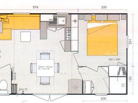 MOBILHOME 6 personnes - Homeflower Premium 31m² - 3 chambres + terrasse semi-couverte + lave-vaisselle + TV 6 pers