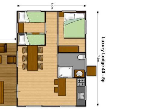 LODGE 5 personnes - Sweetflower Lodge Premium 32m² - 2 chambres + terrasse couverte +TV 4/5 pers