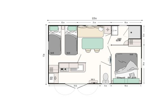 MOBILHOME 4 personnes - Mobil-home Confort 22m² - 2 chambres - terrasse semi-couverte +TV 4 pers