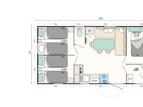 MOBILHOME 6 personnes - Mobil-home Premium 29m² - 3 chambres - terrasse semi-couverte + lave-vaisselle - TV 6 pers