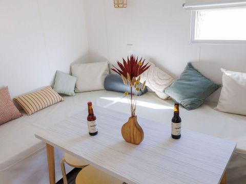 TENTE TOILE ET BOIS 4 personnes - Ecrin Cocoon Insolite 16m² (sans sanitaires) 2 chambres + Terrasse couverte 14 m²+ TV + Coin Cuisine 4 pers