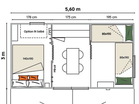 TENTE TOILE ET BOIS 4 personnes - Ecrin Cocoon Insolite 16m² (sans sanitaires) 2 chambres + Terrasse couverte 14 m²+ TV + Coin Cuisine 4 pers