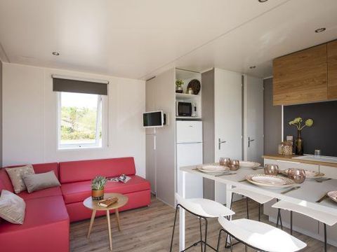 MOBILHOME 6 personnes - Mobil-home LAURIER ROSE Premium (3 chambres) 33m2 - terrasse couverte 19m2+ LV + TV + Climatisation 1/7 pers