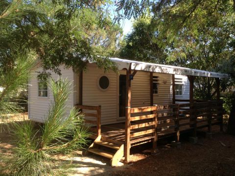 MOBILHOME 6 personnes - Mobil-home CYPRES Confort 29m² (3 chambres) - terrasse couverte 16 m² - TV + Climatisation 6 pers
