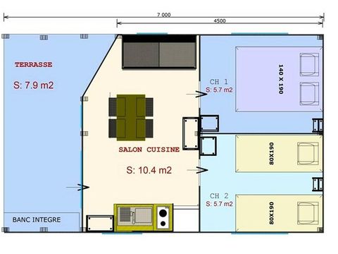 TENTE TOILE ET BOIS 4 personnes - Confort 3 Pièces 4 Personnes Sans Sanitaires
