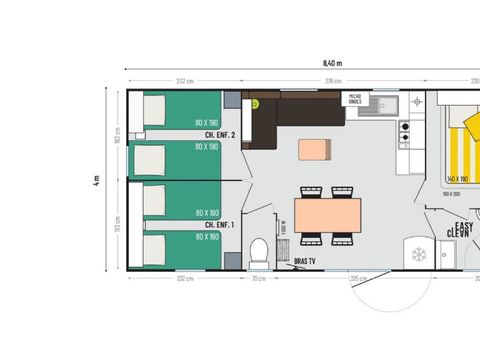 MOBILHOME 6 personnes - PRESTIGE TV 3 chambres 31M2