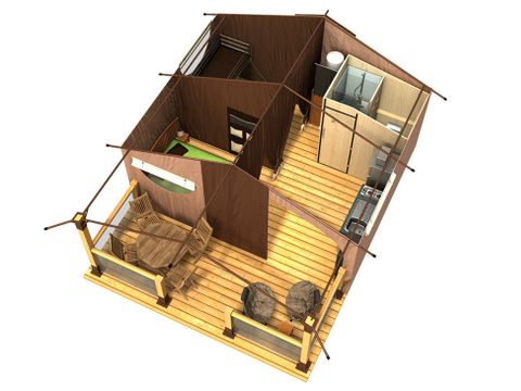 Tente en toile et en bois 5 personnes - Lodge Victoria