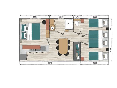 Mobilhome 6 personnes - PLAYA - LUXE - 3 chambres - SAMEDI