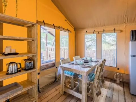 Tente en toile et en bois 4 personnes - Woody Lodge 3 Pièces 4 Personnes