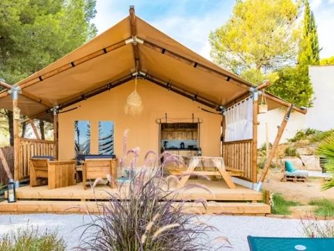 TENTE TOILE ET BOIS 4 personnes - Woody Lodge 3 Pièces 4 Personnes