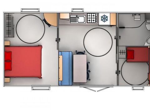 MOBILHOME 4 personnes - CONFORT PMR + Clim, 2 chambres