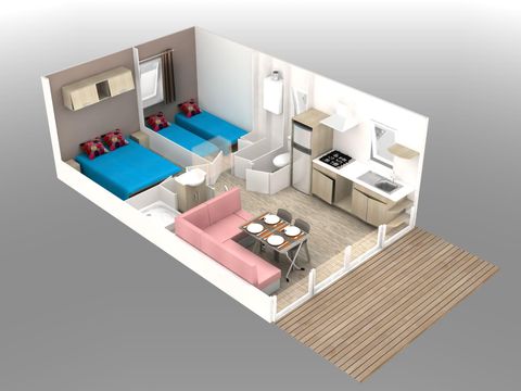 MOBILHOME 4 personnes - COTTAGE PREMIUM, 2 chambres +  clim